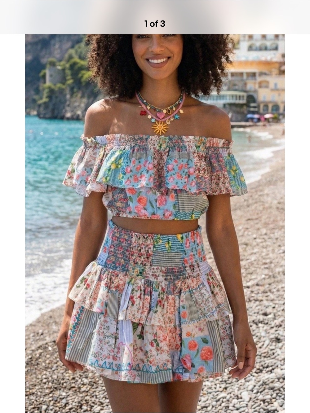 Antica Sartoria 2026 Floral Patchwork Off-Shoulder Mini Skirt Set NWT